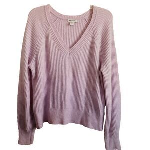 Althleta Heather Lavender Ribbed V-neck Sweater Pullover Size XL